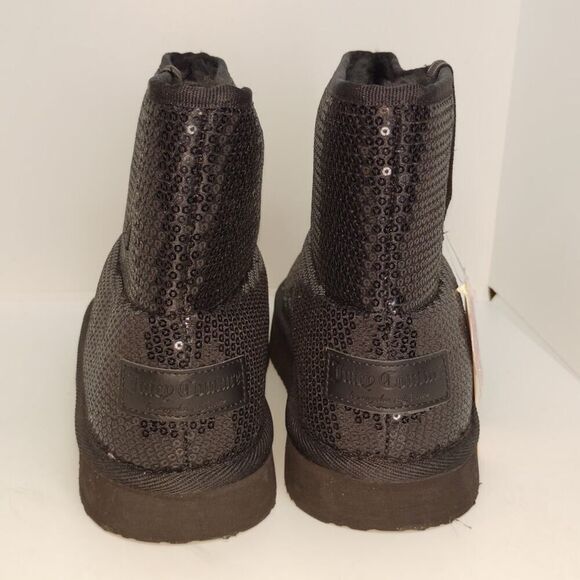 Juicy Couture Womens NEW w/Tags Black Sequined Designer Booties - sz. 8 1/2 - Picture 4 of 6